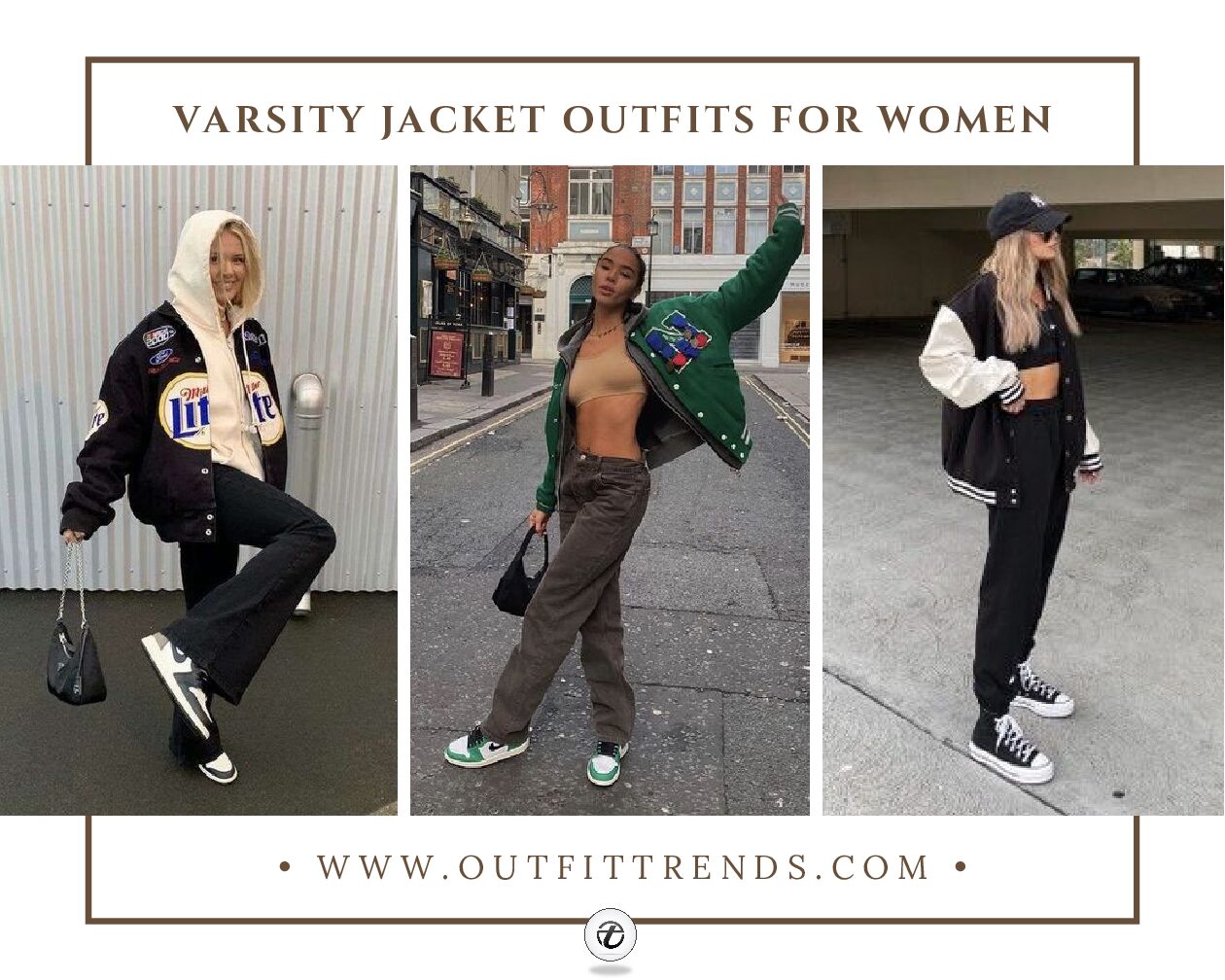 woman varsity jacket outfits