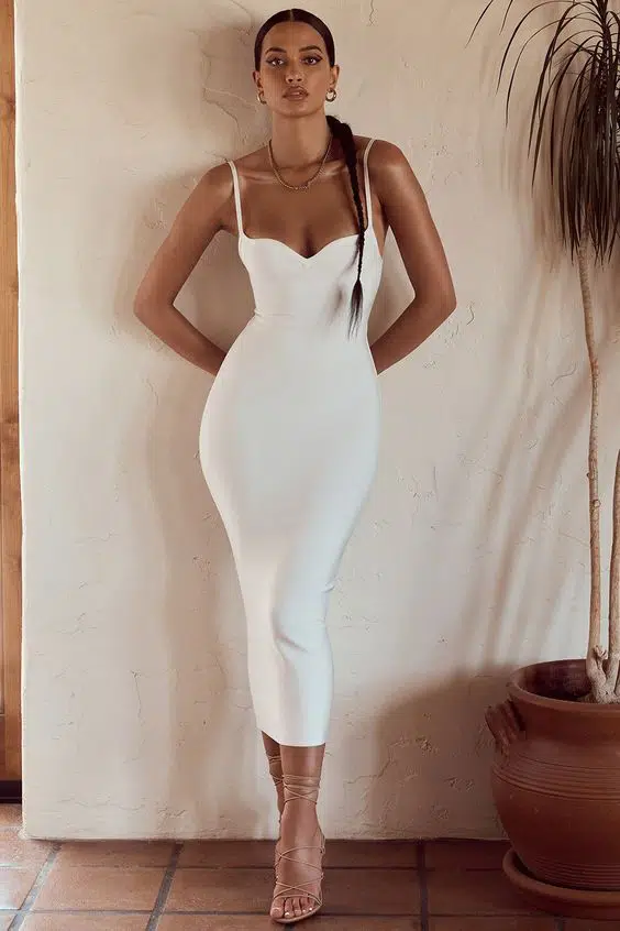 white bodycon dress outfits