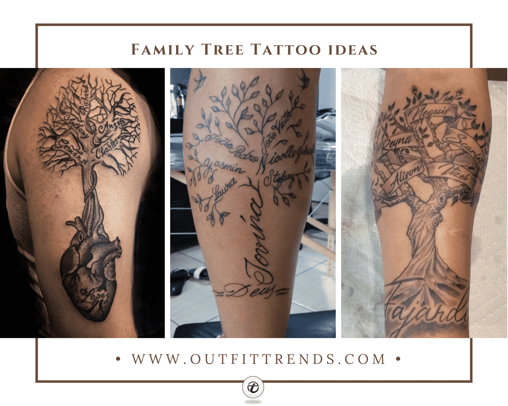 Hand poked forest tattoo on the left forearm