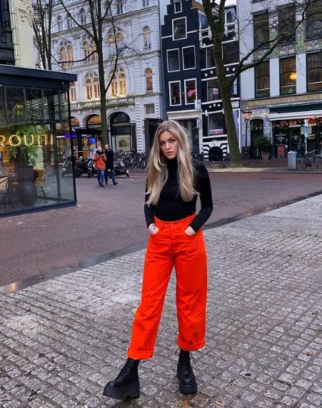 orange pants outfits