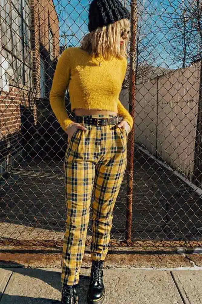 plaid pants outfits 16