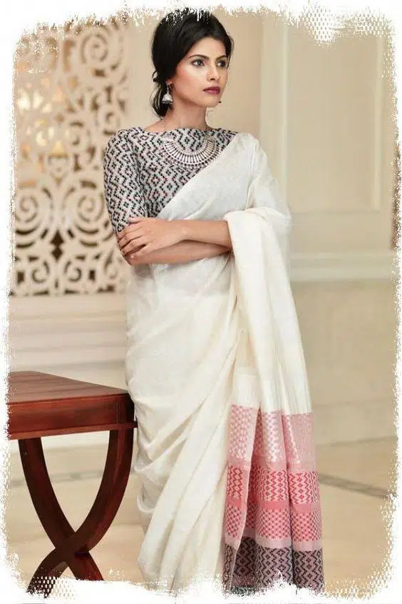 how to wear a white saree