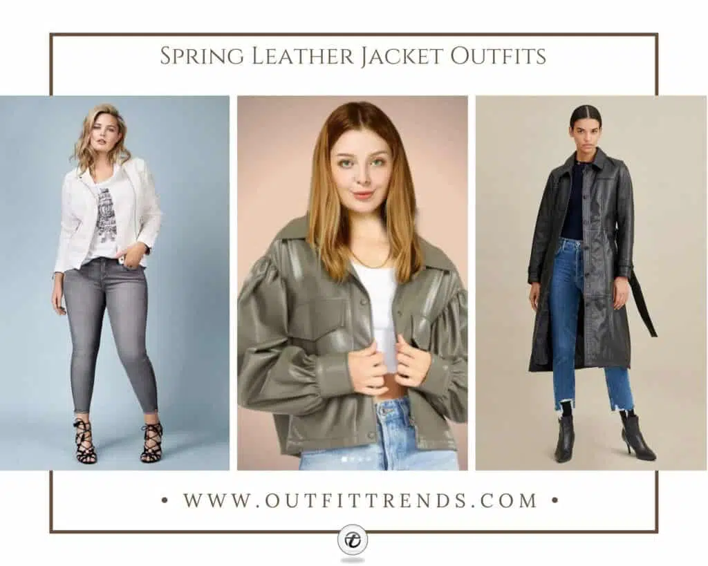 spring outfits with leather jackets
