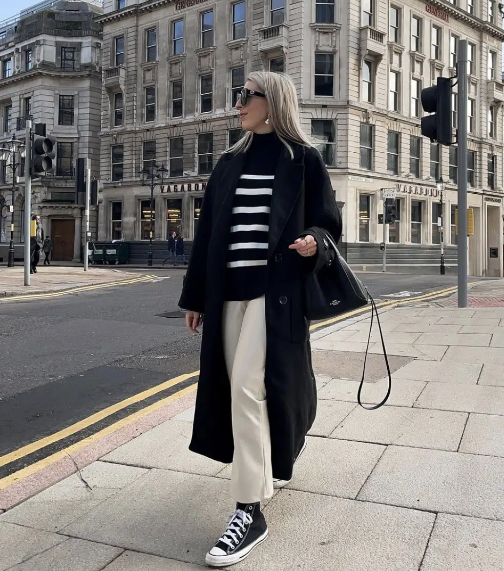 Stripped top black and white outfit