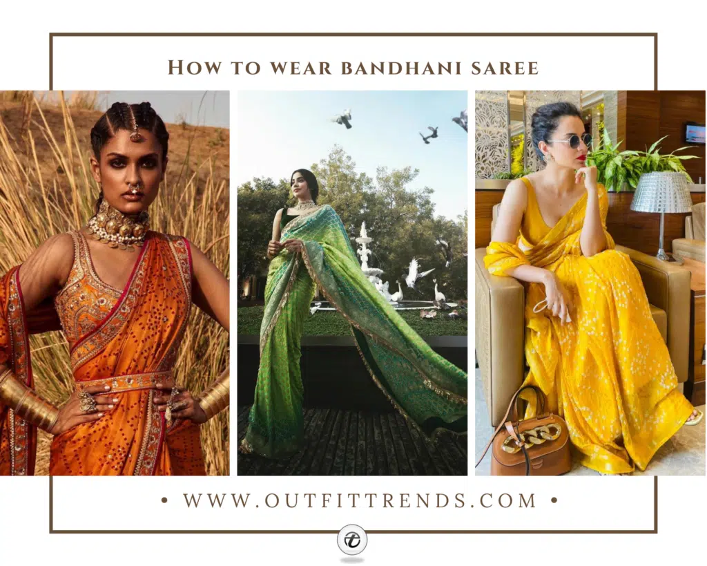 how to wear a bandhani saree - bandhej saree designs