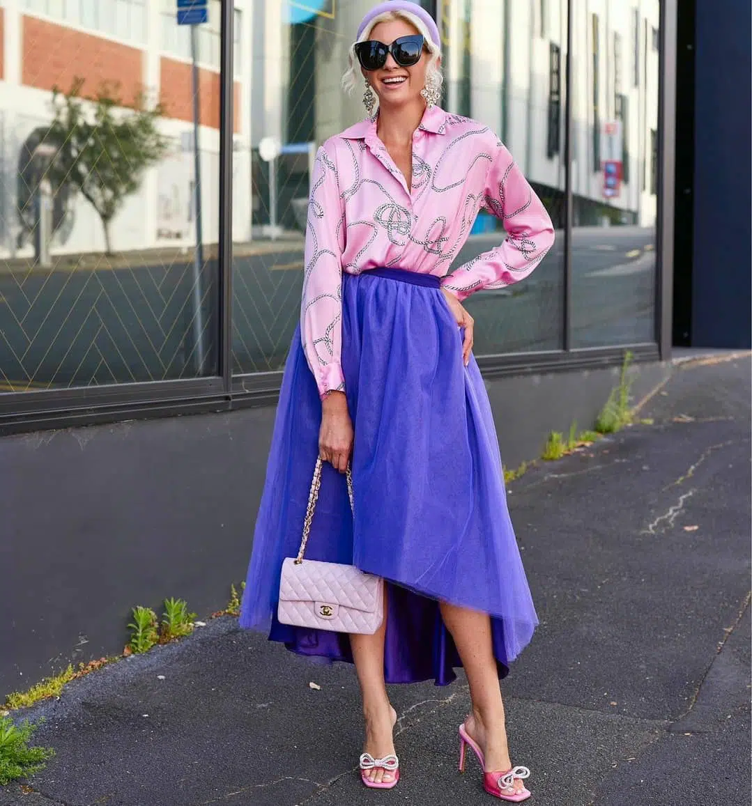 Purple skirt outfits