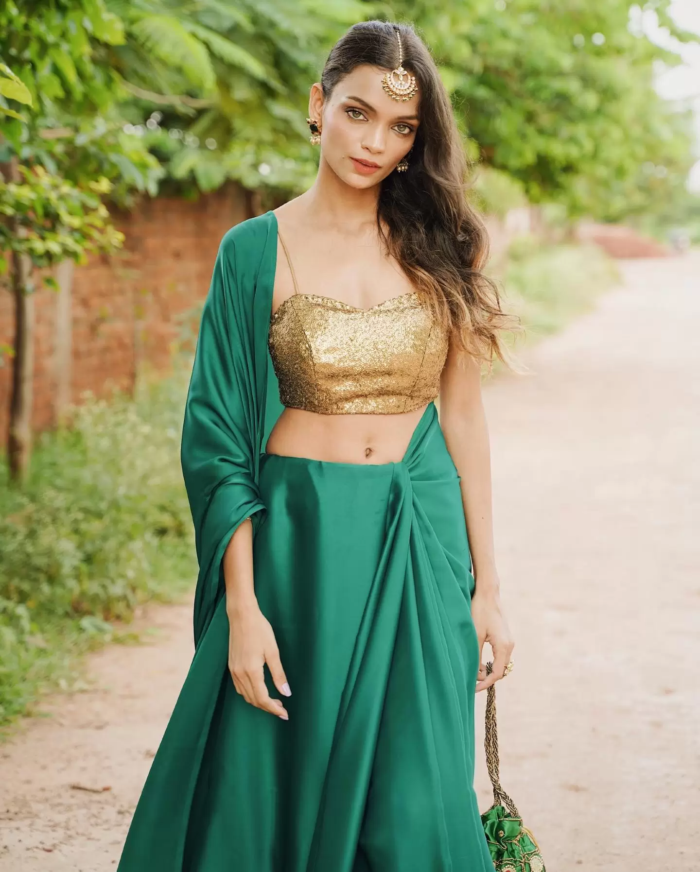 front pallu saree with crop top