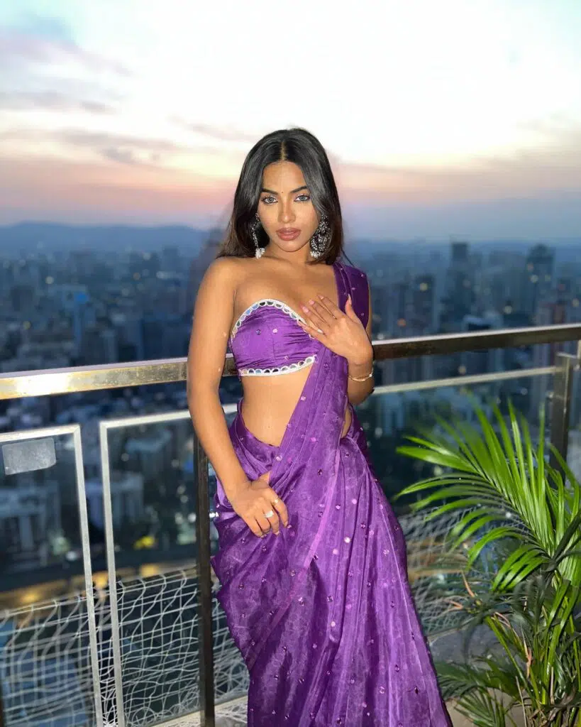 saree with bandeau crop top