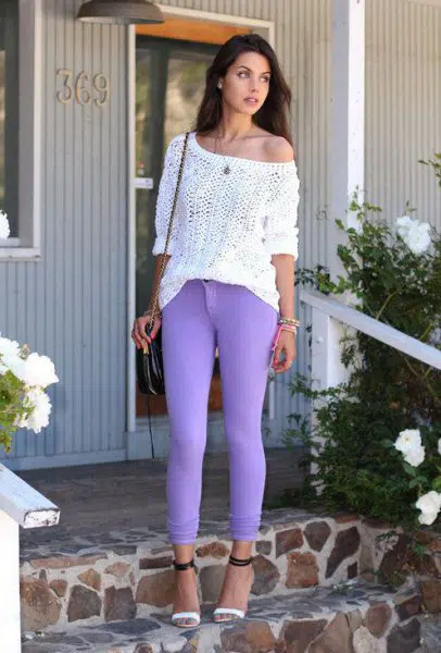 how to wear purple leggings