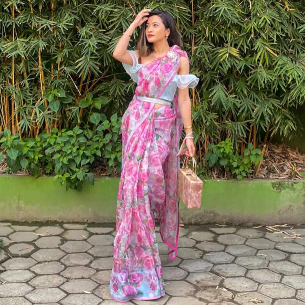 how to wear an organza saree