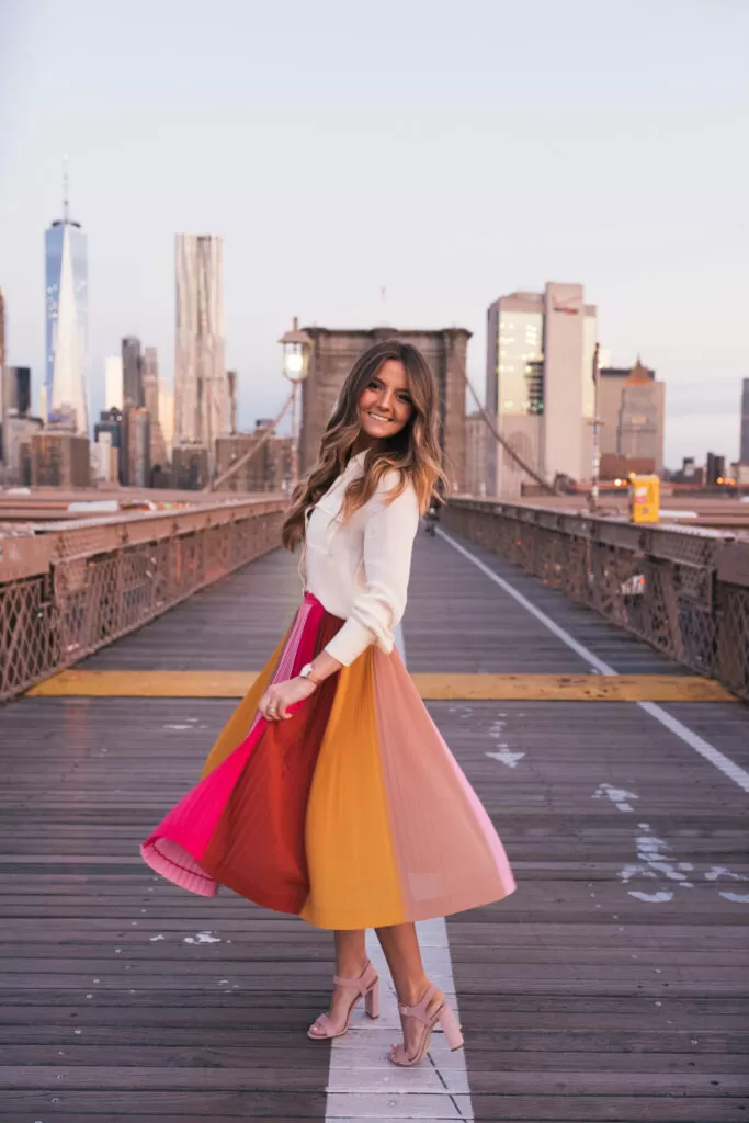 striped skirt outfit