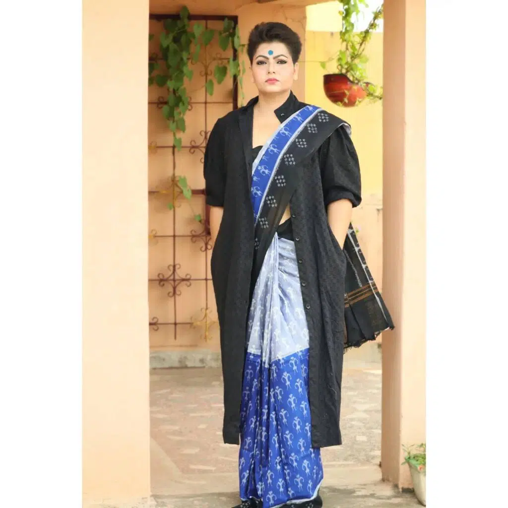 saree with hakoba jacket