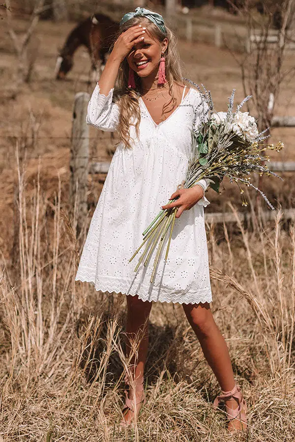 white eyelet lace dress