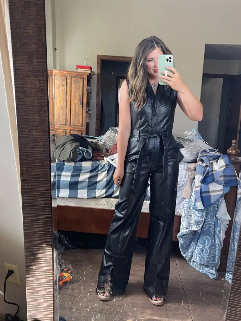 how to wear a leather jumpsuit