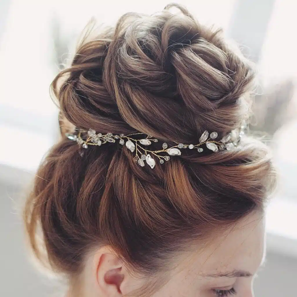 Floral Bun Hairstyles for Brides