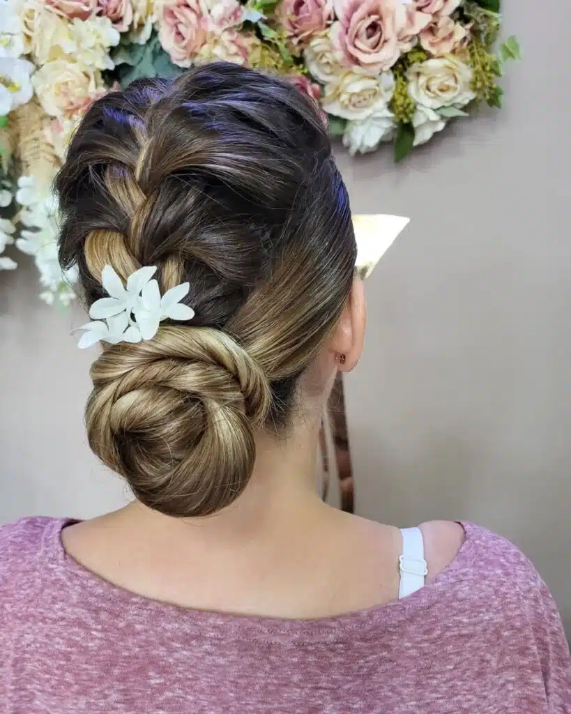 Floral Bun Hairstyles for Brides