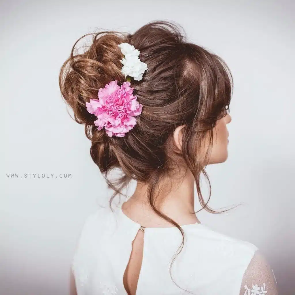 Floral Bun Hairstyles for Brides