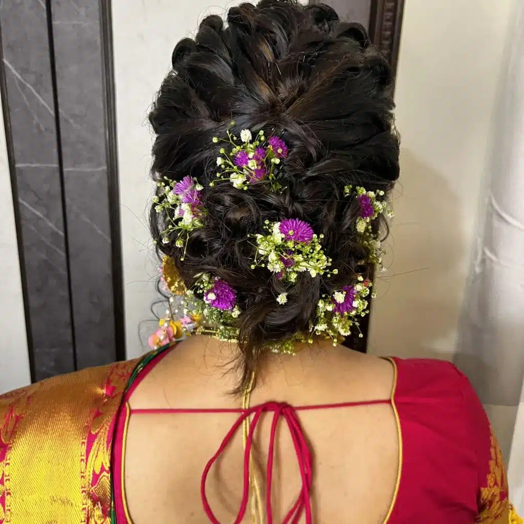 Floral Bun Hairstyles for Brides