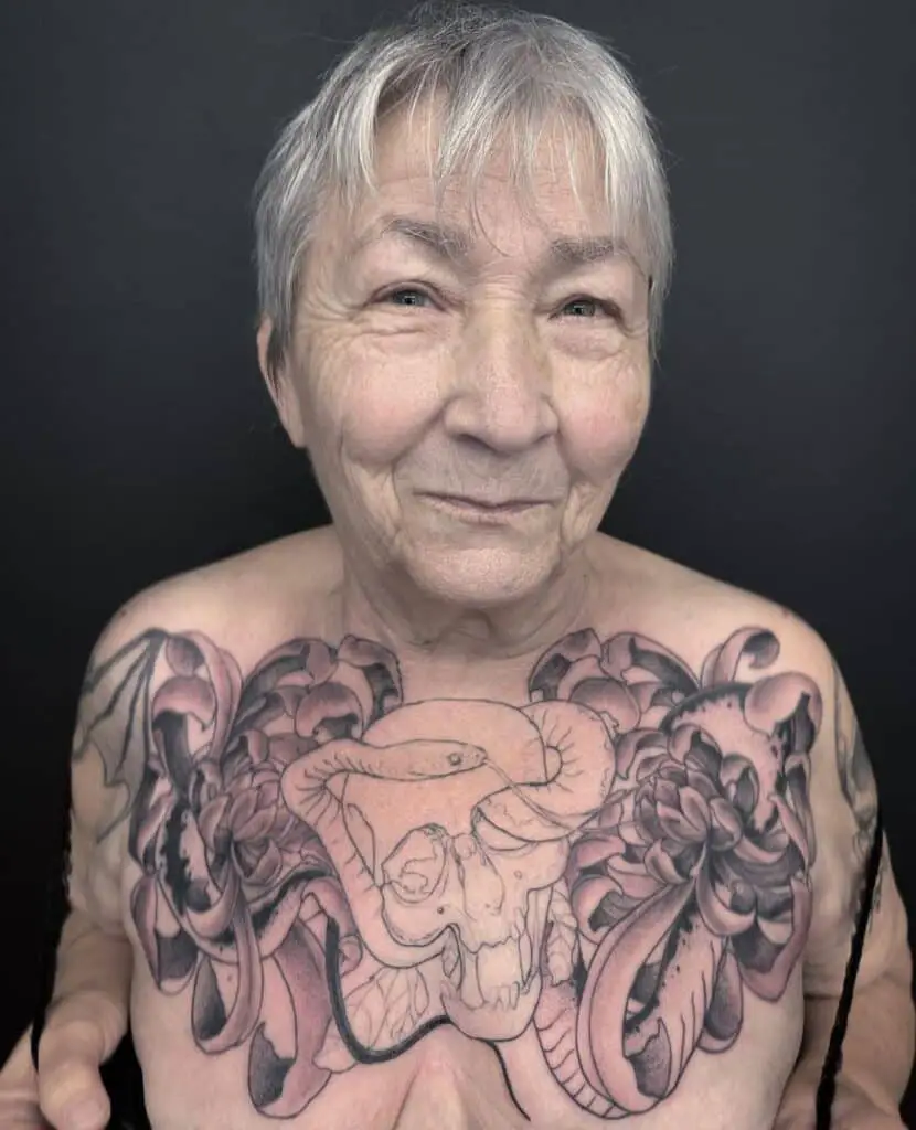 old ladies with sagging tattoos