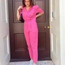 pink jumpsuit outfit